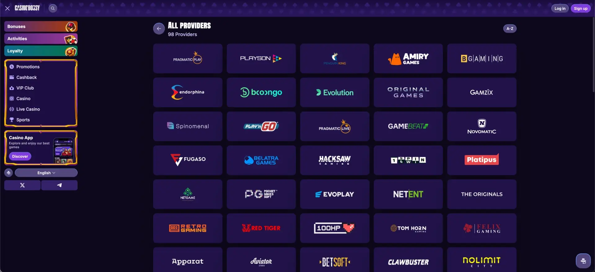 CasinoBossy game providers