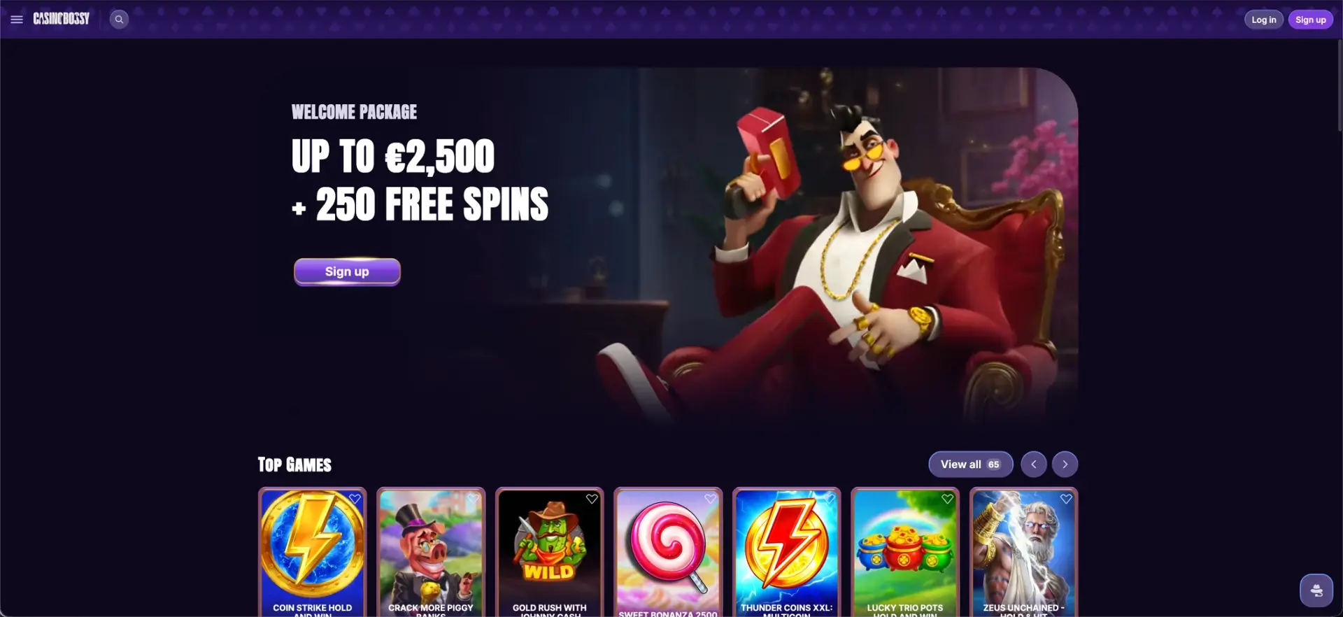 CasinoBossy casino homepage