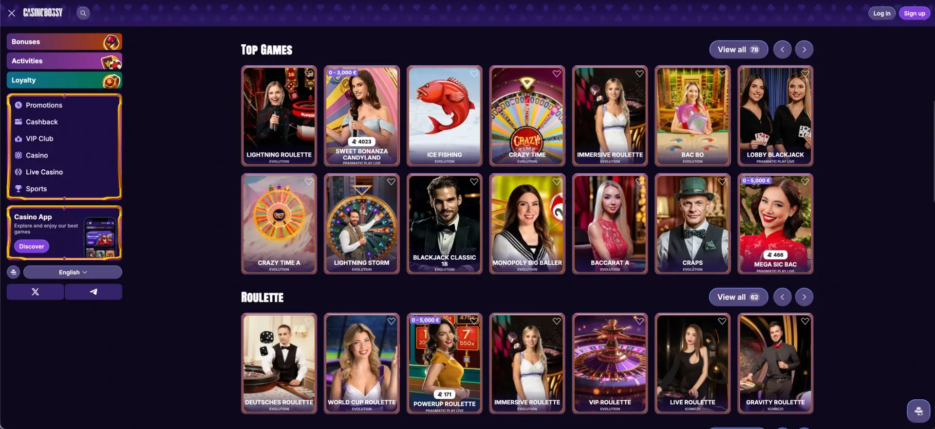 CasinoBossy live casino
